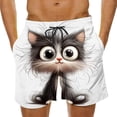 thumbnail image 2 of BRGZLK Mens Beach Shorts Summer Drawstring Waist Funny Animal Expression Printing Summer Swim Trunks Novelty Beachwear Sports Vacation Shorts with Pockets, 2 of 6