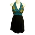 thumbnail image 2 of Tropical Escape Womens Black Green Banded Swimdress Swimming Suit Swim Dress 18, 2 of 2