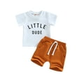 thumbnail image 2 of Elippeo Toddler Boys Summer 2PCS Outfit Sets 6 12 18 24 Months 3 Years Short Sleeve O Neck Letter Print T-shirt + Drawstring Shorts, 2 of 10