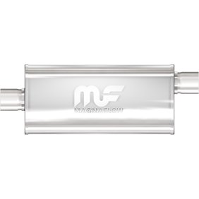 Straight-Through Performance Muffler; 2.5in. Offset/Center; 5x14x8 Body