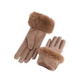 thumbnail image 2 of Gustave Women's Winter Gloves PU Leather & Suede Touchscreen Gloves Fleece Lined Warm Driving Gloves with Faux Fur Cuffs for Cold Weather, Khaki, 2 of 9