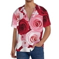 thumbnail image 3 of Fotbe Rose print Short Sleeve Button Down Shirts for Men Casual Summer Beach Wrinkle Free Shirt-Large, 3 of 7