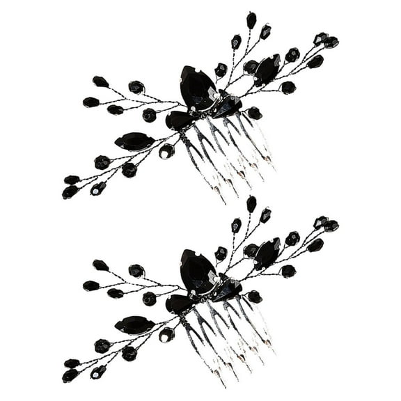 unbranded  2 Pcs Bridal Shower Theme Decorations Flowers Wedding Hair Accessories Women's Miss Black