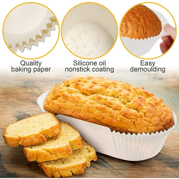 Artrylin 40 PCS Loaf Bread Baking Liners, Paper Loaf Pan Liners, Disposable Greaseproof Baking Cups Tin Liners for Cakes, Snacks, Cupcakes, Muffins, Weddings, Parties, White, Recyclable
