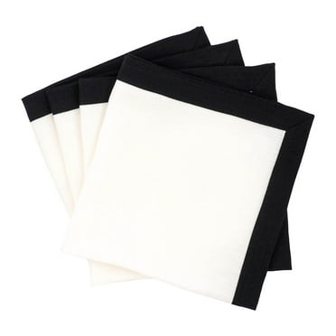 Linen Napkins With Black Borders, Set of 4