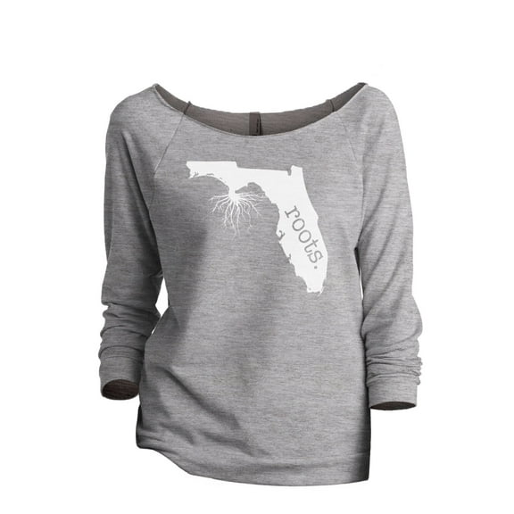 Thread Tank Home Roots State Florida FL Women's Slouchy 3/4 Sleeves Raglan Sweatshirt Sport Grey Small
