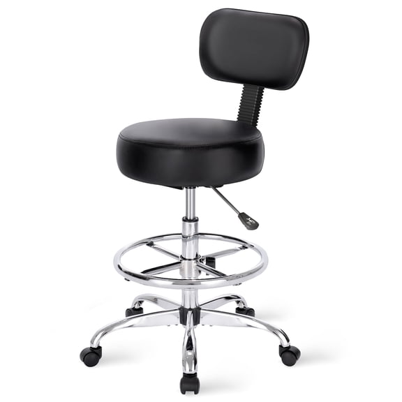 Amadwell Drafting Chair with Back Support, Adjustable Footrest Rolling Stool, Tall Office Desk Chair with Thick Cushion