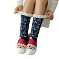 thumbnail image 1 of Sonducket Calcetines cálidos navideños para mujer, lindos dibujos animados de felpa, Otoño Invierno, cómodos, cómodos, antideslizantes, calzado para Medias Papá Noel azul Sonducket AP013038-05, 1 of 6