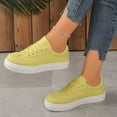 thumbnail image 2 of Women's Fashion Sneakers Flat Low-Top Lace-Up Comfortable School Casual Tennis Shoes Walking Travel Shoes Dress Sneakers(Color:Yellow,Size:7.5), 2 of 9