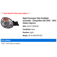 thumbnail image 2 of Right Passenger Side Headlight Assembly - Compatible with 2002 - 2003 Subaru Impreza, 2 of 2