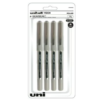 uni Vision Rollerball Pen, Fine Point, 0.7 mm, Black Ink, 4 Count