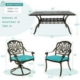 thumbnail image 6 of MEETWARM 7-Piece Outdoor Patio Dining Set, All-Weather Cast Aluminum Patio Conversation Set with 2 Swivel Rocker Chairs, 4 Stationary, 1 Rectangular Table, 6 Cushions, 2" Umbrella Hole, Ocean Blue, 6 of 7
