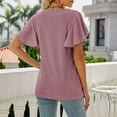 thumbnail image 4 of pimelu Womens Tops T Shirts for Women Ruffle Sleeve Lightweigh Hollow out Blouses Summer Trendy Solid Tops Ladies Crewneck Short Sleeve Tunic Top, 4 of 6