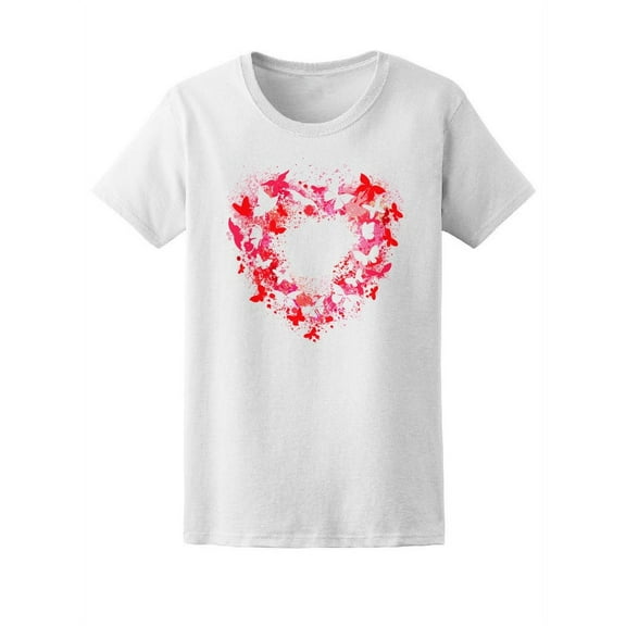 Beautiful Watercolor Butterflies Heart T-Shirt Women -Image by Shutterstock, Female Large