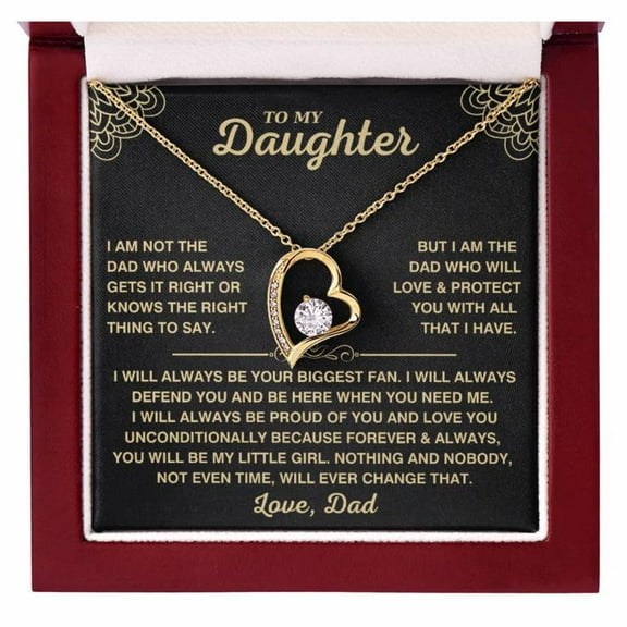 To My Daughter Necklace, Daughter Necklaces From Mom And Dad, Daughter From Mother Or Father, Beautiful Necklaces For Women, Birthday Idea For Women Gold, Black #2145, White Forever Love Necklace