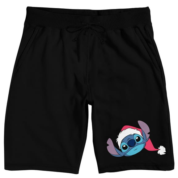 Lilo & Stitch Santa Hat Stitch Adult Black Sleep Pajama Shorts
-Medium