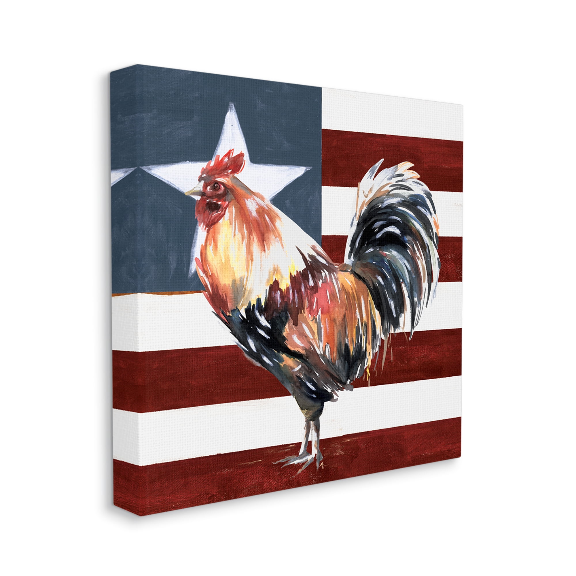 Stupell Industries a Rooster Single Star Flag Canvas Wall Art, 36 x 36, Design by White Ladder