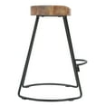 thumbnail image 6 of 24 Inch Handcrafted Backless Barstool, Natural Brown Mango Wood Thick Saddle Seat, Black Iron Base, 6 of 7