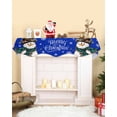 thumbnail image 2 of Blue Snowman Christmas Fireplace Mantel Scarf Table Runner, Xmas Snowflake Funny Winter Garland Mantel Top Tablerunners Dresser Scarves Cover Decorations for Windows Party Living Room 60''x17'', 2 of 6