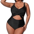 thumbnail image 2 of Sngxgn Women Swimsuits Ruffle Tummy Control Bathing Suit(Black,XXL), 2 of 7