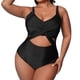 thumbnail image 2 of Gibobby Trajes de Baño Mujer Traje de baño grande ajustado de color sólido sexy para mujer Traje de baño de pieza de bikini(Negro,G), 2 of 5