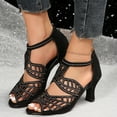 thumbnail image 2 of Rhinestones Kitten Heels Dress Sandals for Women 2025 Indian Sparkly Peep Toe Mid Heeled Dressy Sandals, 2 of 7