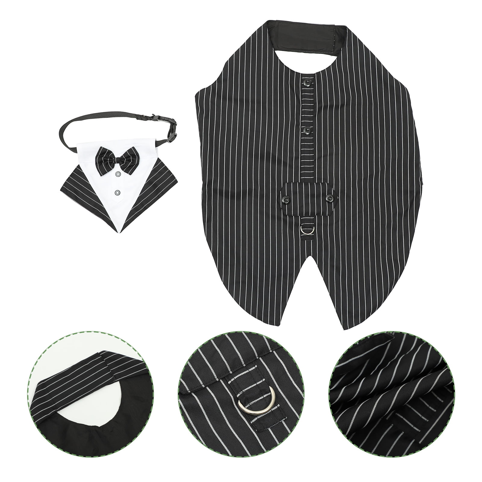 KAKOWELY 1Set Black Polyester Dog Scarf with Dog Suit Comfortable Decorative Pet Accessory