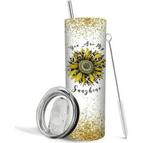 Gifts for Sunflower Lover- Sunflower Tumbler with Lid and Straw - Sunflower Cups Tumbler - Sunflower Cup - Sunflower Mug - 20oz Insulated Stainless Steel Sunflower Print Skinny Tumbler