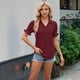 thumbnail image 4 of Blusas Informales Elegantes para Mujer, Camisas con Cuello de Solapa, Blusas de Verano Informales de Negocios A , Color Vino Tinto XL, 4 of 9