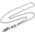 thumbnail image 1 of Brenda Elaine Jewelry Silver Plated Women's Fashion Lanyard Necklace ID Badge Holder, 32 Inch Silver Textured Chain with White Pearl Pendant & Magnetic Break Away Clasp, 1 of 5