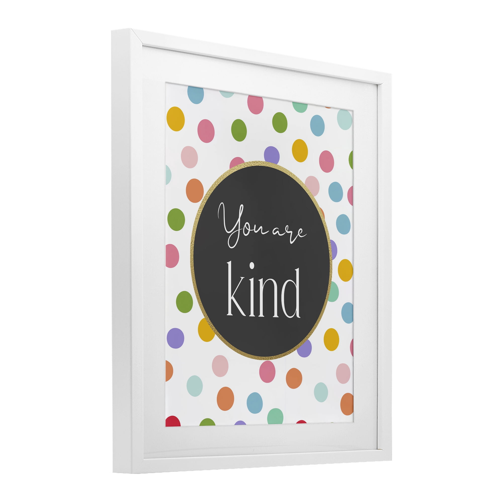 Stupell Industries You Are Kind Polka Dots White Framed Print Under Glass, design by Christine Simpson Art