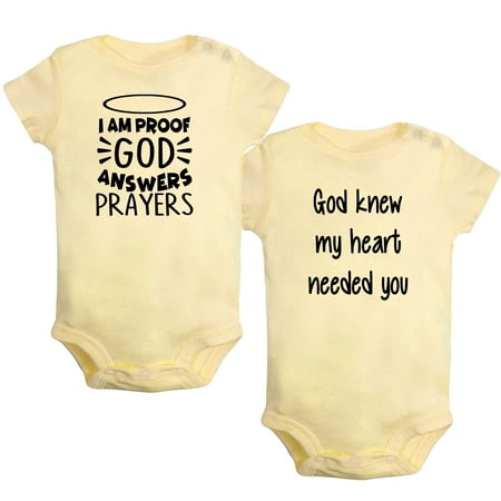 

iDzn Pack of 2 God knew my heart needed you & I am Proof God Answers Prayers Funny Rompers For Babies Newborn Baby Unisex Bodysuits Infant Jumpsuits Toddler 0-24 Months Kids One-Piece Oufits