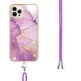 thumbnail image 3 of iPhone 12 Case, iPhone 12 Pro Case, Allytech Luxury Marble Serious TPU Rubber Ultra Slim Anti-scratch Shock-absorbing Protective Back Cover with Lanyard Case for Apple iPhone 12 Pro,Lightpurple, 3 of 4