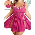 thumbnail image 2 of Avidlove Plus Size Lingerie for Women Sexy Strap Lace Chemise Nightgown V Neck Nighty Side Slit Mesh Sleepwear, 2 of 4