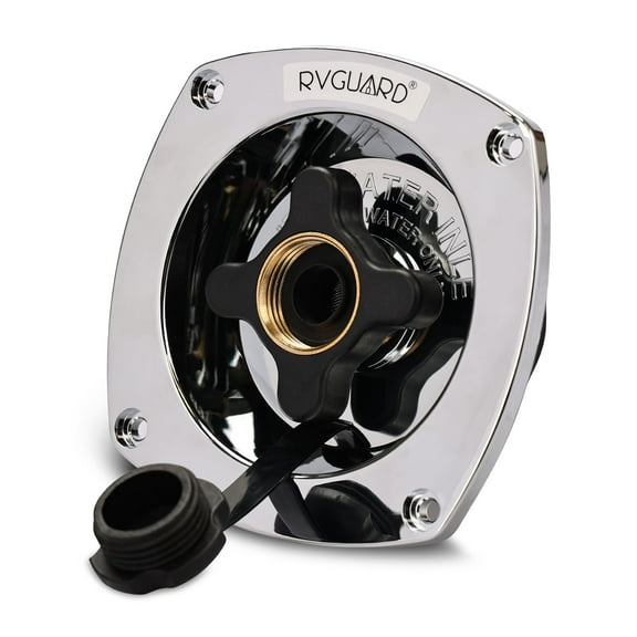 RVGUARD RV City Water Inlet with Regulator, Chrome Wall Mount Water Fill Inlet Built-In Check Valve, for Camper, Trailer, Marine