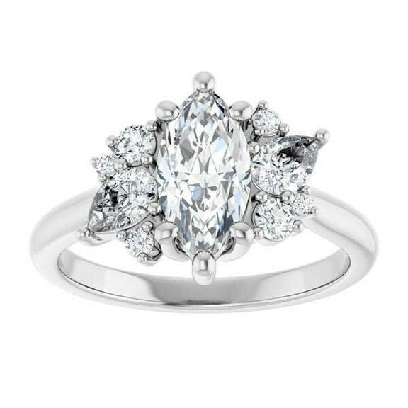 Marquise Cut Diamond Ring, Multi Stone Shape Diamond Engagement Ring, Women's Cluster Diamond Wedding Ring, 925 Sterling Silver, 2.4 Ct Simulated Diamond, Thanks Giving Gift Ring