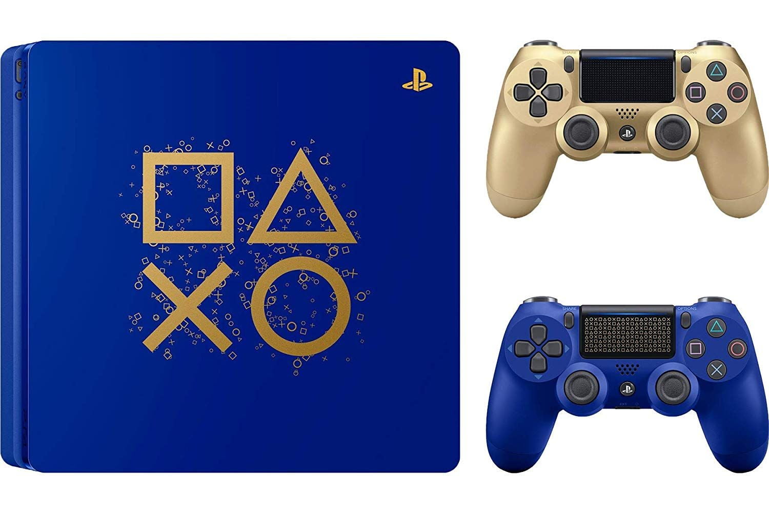 Playstation PS4 Days of Play Limited Edition Bundle: Days of Play PS4 Slim 1TB Console with Limited Edition Controller DualShock 4 Wireless and Extra Gold Wireless Controller - Walmart.com