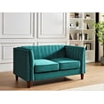 thumbnail image 2 of US Pride Furniture Plainfield Line Tufted Square Design Velvet Loveseat, Green, 2 of 5