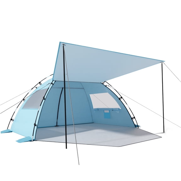 Aship Beach Tent, Spacious 4-5 Person Sun Shelter with Canopy, 360° Air Circulation UPF 50 UV Protection Waterproof Portable Lightweight Tent for Beach