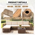 thumbnail image 6 of Homall 5-Seat Patio Furniture Set Outdoor Wicker Sectional Sofa with Cushions Modular with Wide Wood Armrests & Built-In Cup Holders, Beige, 6 of 7