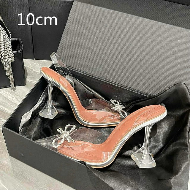 Grande Taille 44 45 Sandales à Talons Hauts Transparentes en PVC Mode Chaussures pour Femmes Sandales Tournesol en Strass Chaussures d'Été FGS