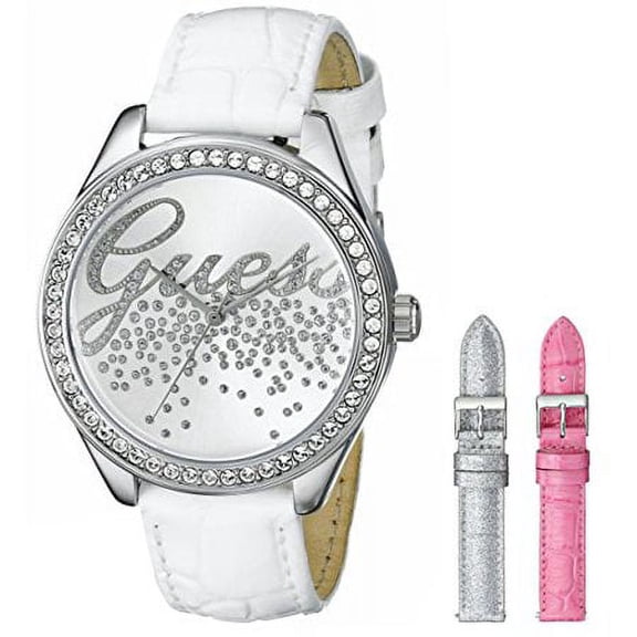 GUESS Women's U0201L2 Gala Petite Interchangeable Leather Straps Silver-Tone Watch
