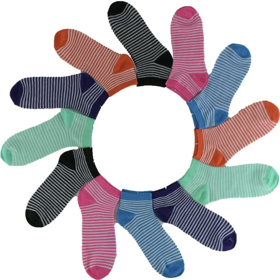 12 Pairs New Women Lady Girl Cotton Fashion Argyle Plain Black White Stripe Polka Dot Music Casual Ankle School Low Cut Socks Soft Colorful 9-11