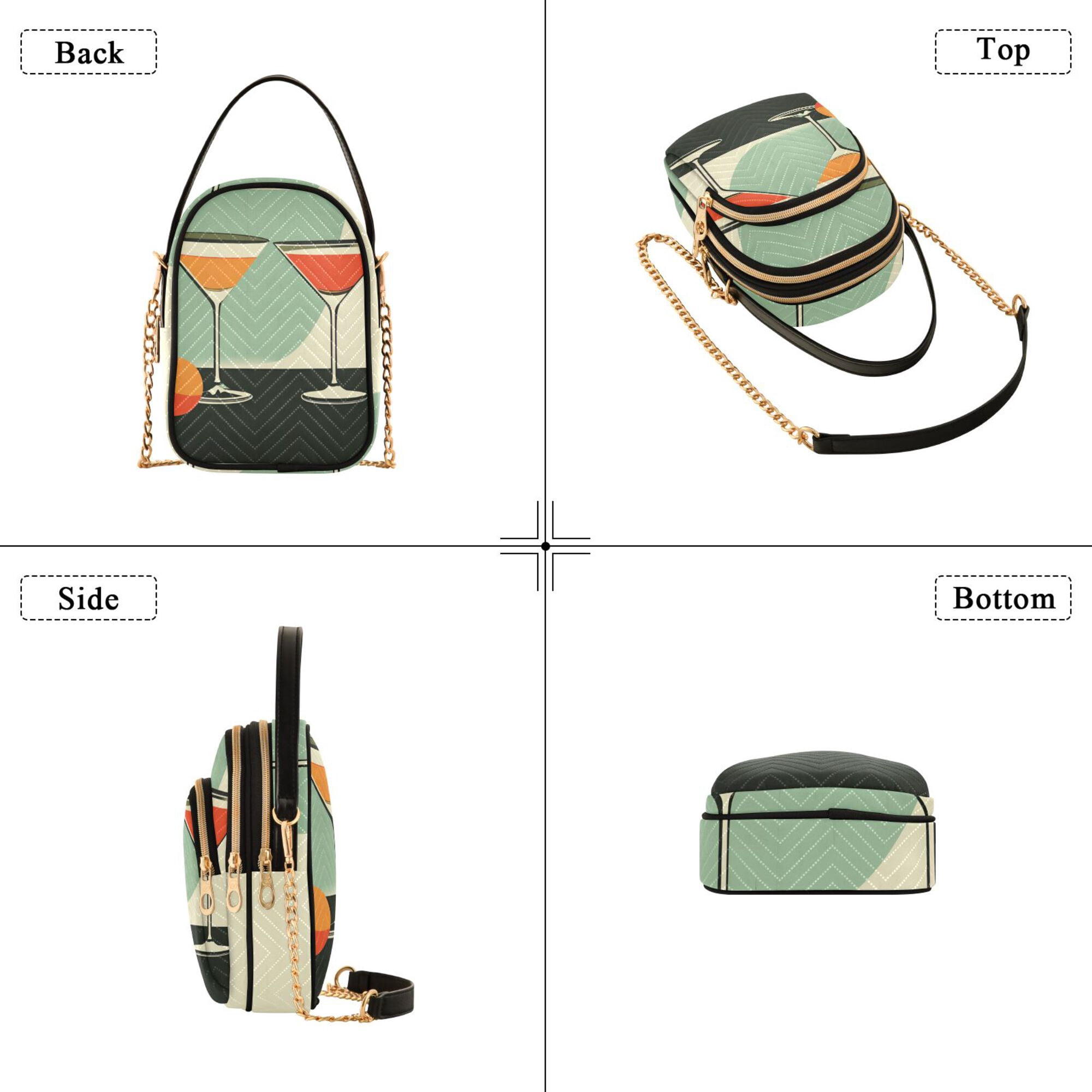 FORMRS Crossbody Bag for Women Quilted Travel Shoulder Cell Phone Purse with Chain Strap Handbag, Red Glasses