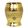 thumbnail image 2 of Indian Art Villa Brass Glass Tumbler, Embossed Flower Design, 10.1 oz Capacity, Decorative Drinkware, 2 of 4