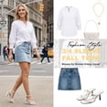 thumbnail image 6 of VDJ Womens Shirts Dressy Casual White Button Down Blouses Solid Color 3/4 Sleeve Lightweight Business Work Tops Size S, 6 of 12