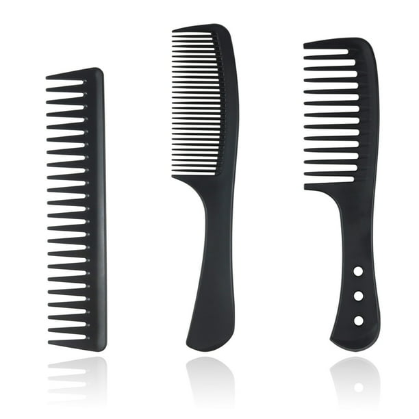 Peine de dientes anchos de fibra de carbono, peine de peinado negro con peine de peinado húmedo y seco Vhermosa BST3016800-1