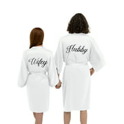 AW BRIDAL His and Hers Satin Robes Silky Matching Robes Couples Bathrobes Pajamas Wedding Gifts for Women Men, White His/Hers
