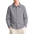 thumbnail image 2 of YOUYEDIAN Boys Long Sleeve Dress Shirts Girls Classic Button Down Collared Shirt Casual Versatile Tops, 2 of 4