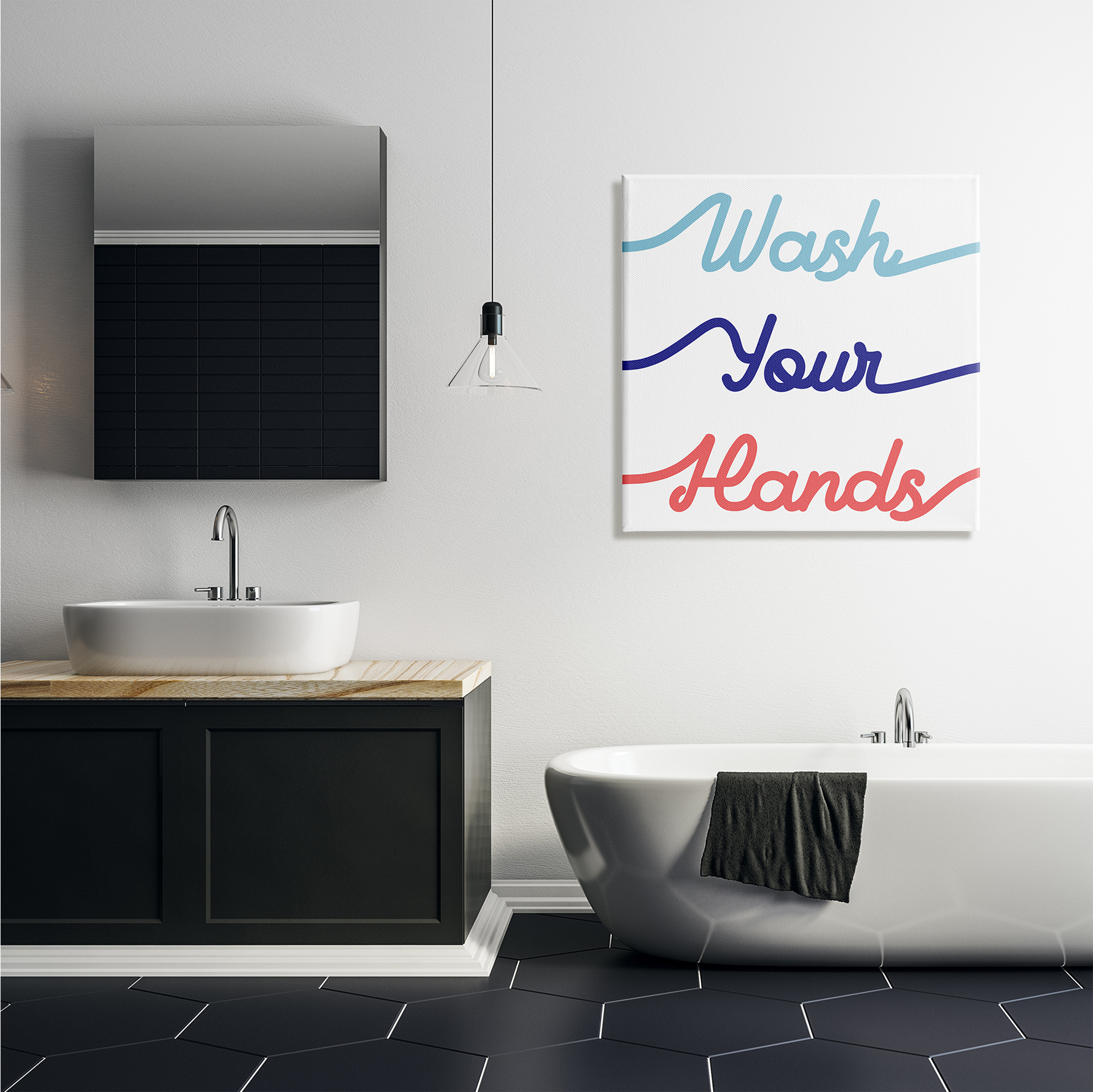 Stupell Industries Wash Your Hands Children's Bathroom Typography Typography Painting Gallery Wrapped Canvas Print Wall Art, 30 x 30